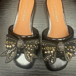 Kurt Geiger Black Embellished Bow Mules🥰